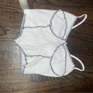 SHEIN White and Black Tank Top with Artistic Design